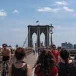 Walking over Brooklyn Bridge